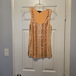 Express Orange Sequin Tank Top